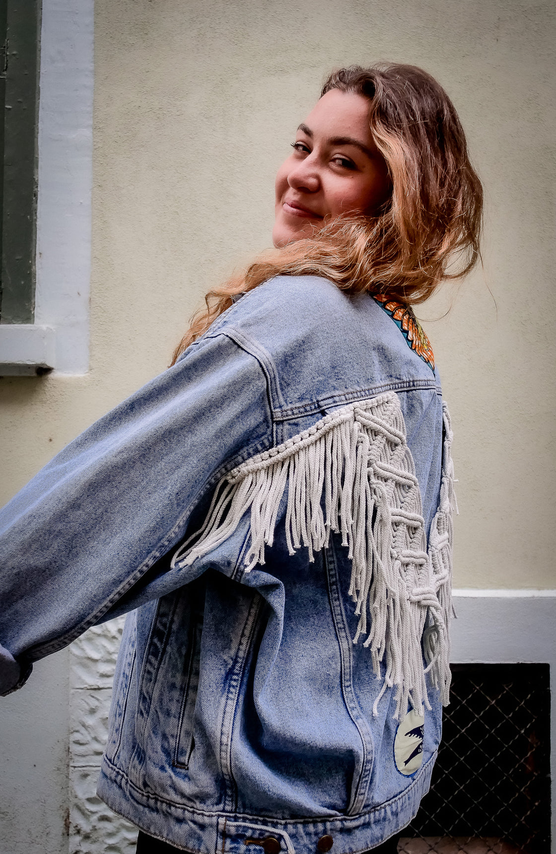 Veste en jean upcyclé -  Heron/Hirondelles