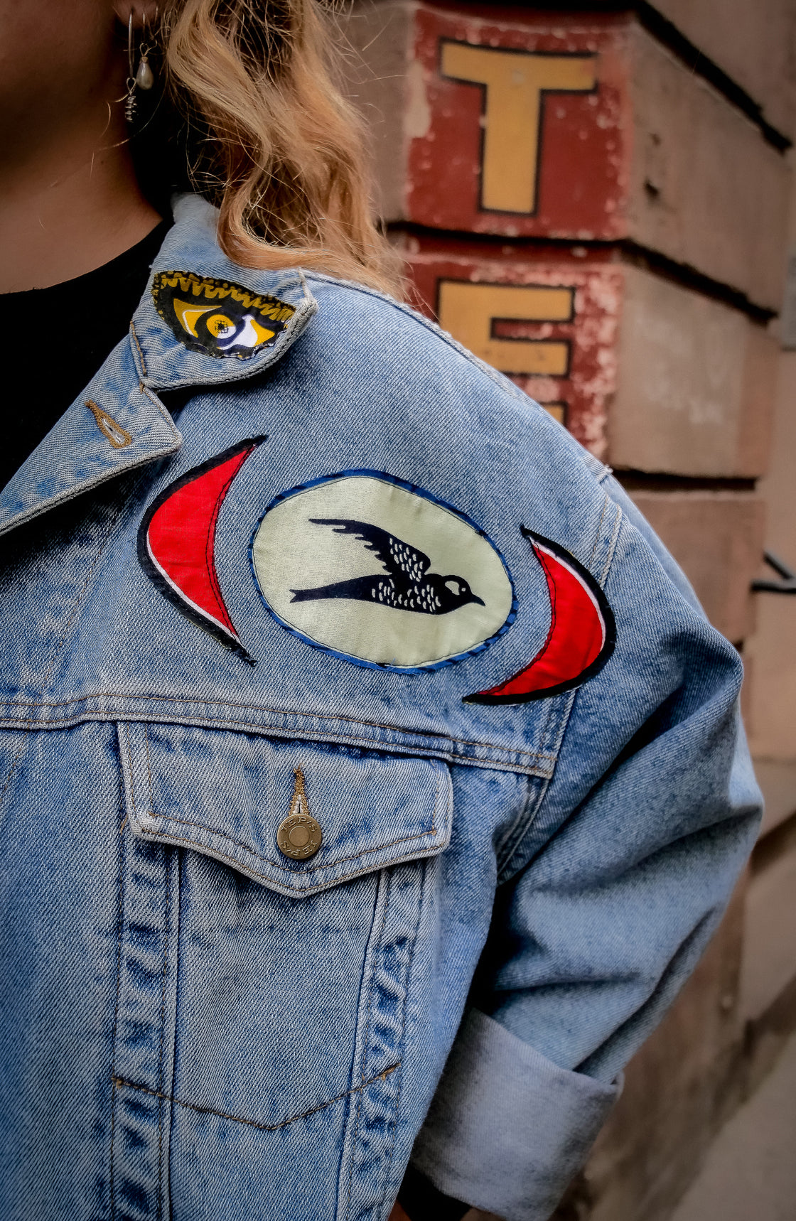 Veste en jean upcyclé -  Heron/Hirondelles