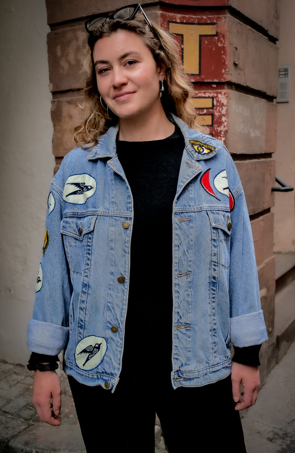 Veste en jean upcyclé -  Heron/Hirondelles