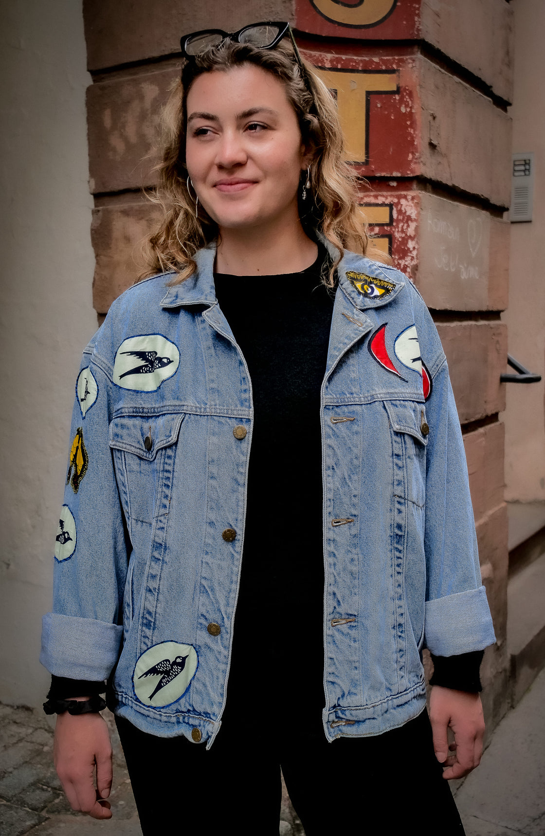 Veste en jean upcyclé -  Heron/Hirondelles