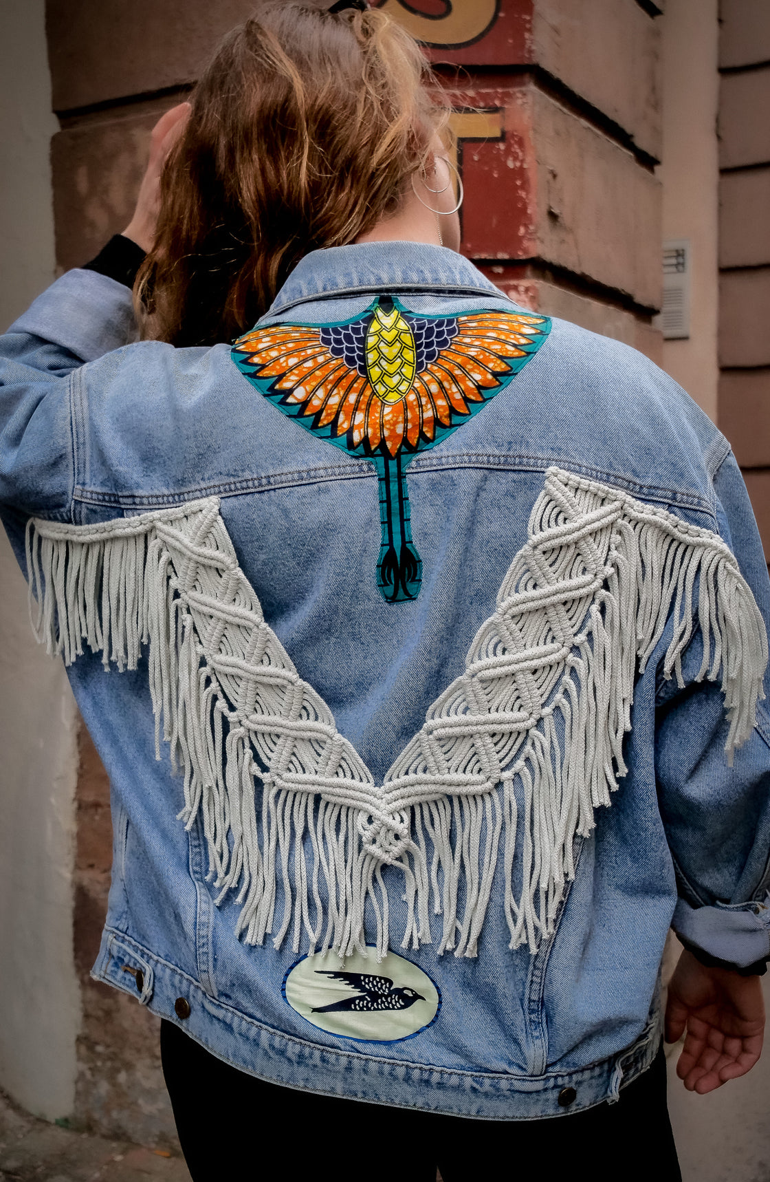 Veste en jean upcyclé -  Heron/Hirondelles