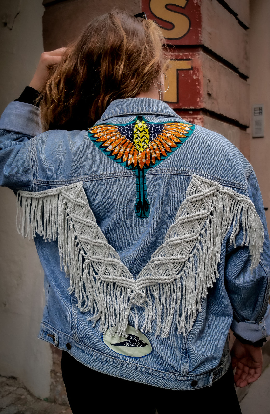 Veste en jean upcyclé -  Heron/Hirondelles