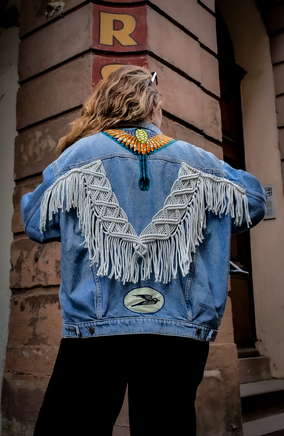 Veste en jean upcyclé -  Heron/Hirondelles