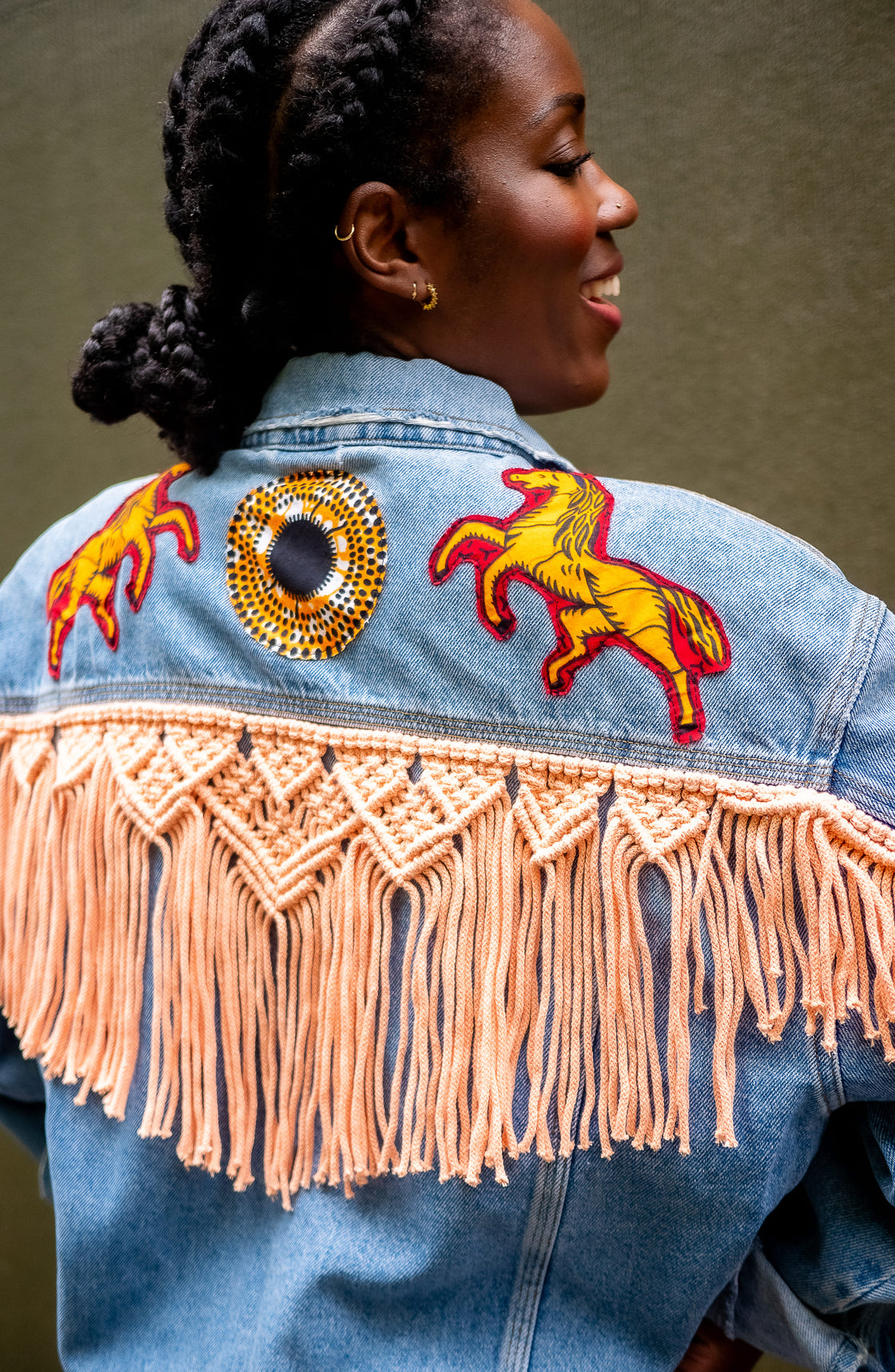 Veste en jean upcyclé - Chevaux